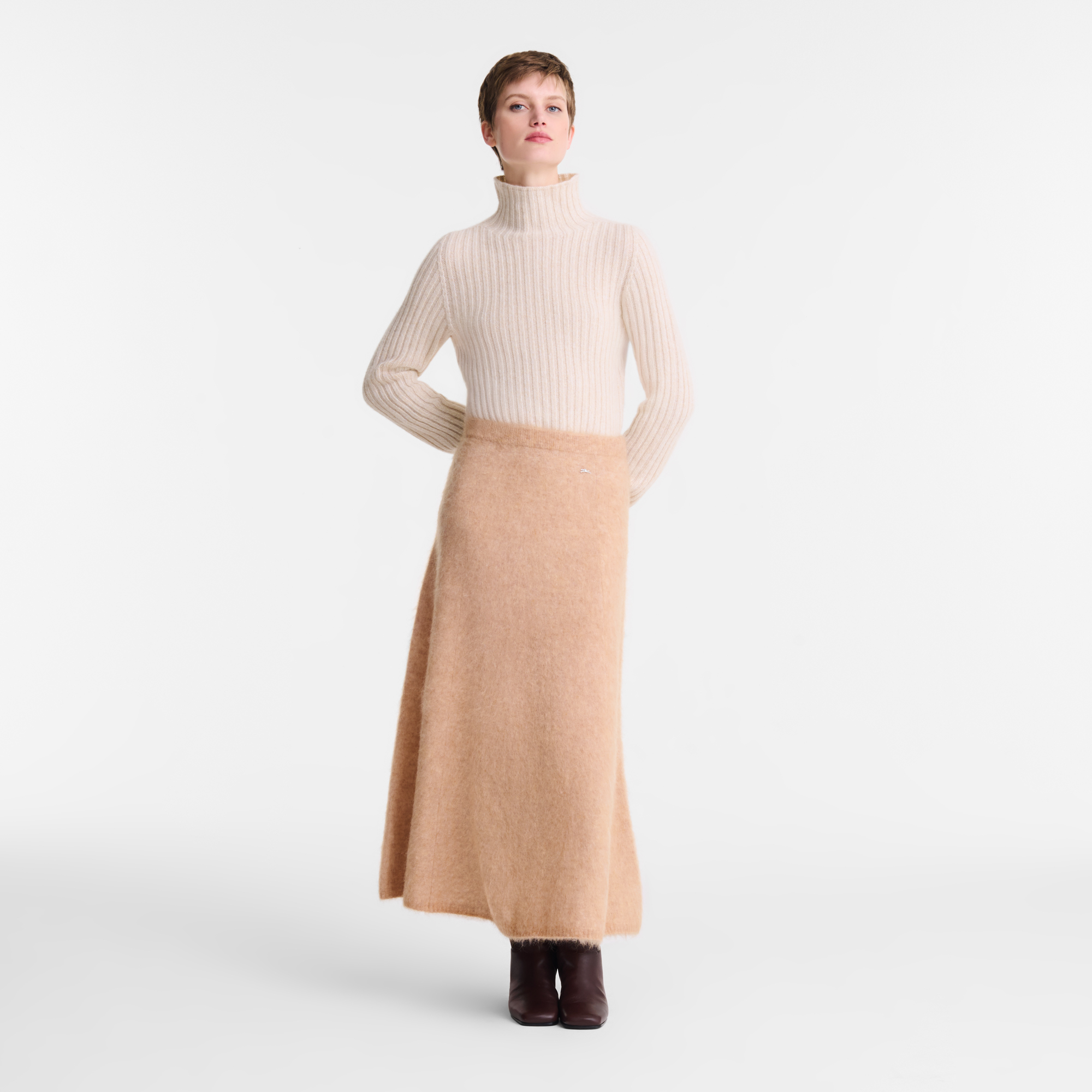 Midi skirt, Biscuit - View 2 of
6 - zoom in null Midi skirt, Biscuit
