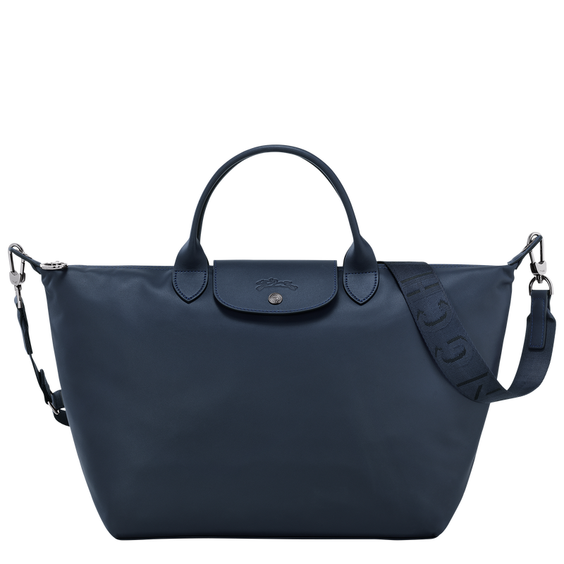 Longchamp navy sale leather bag