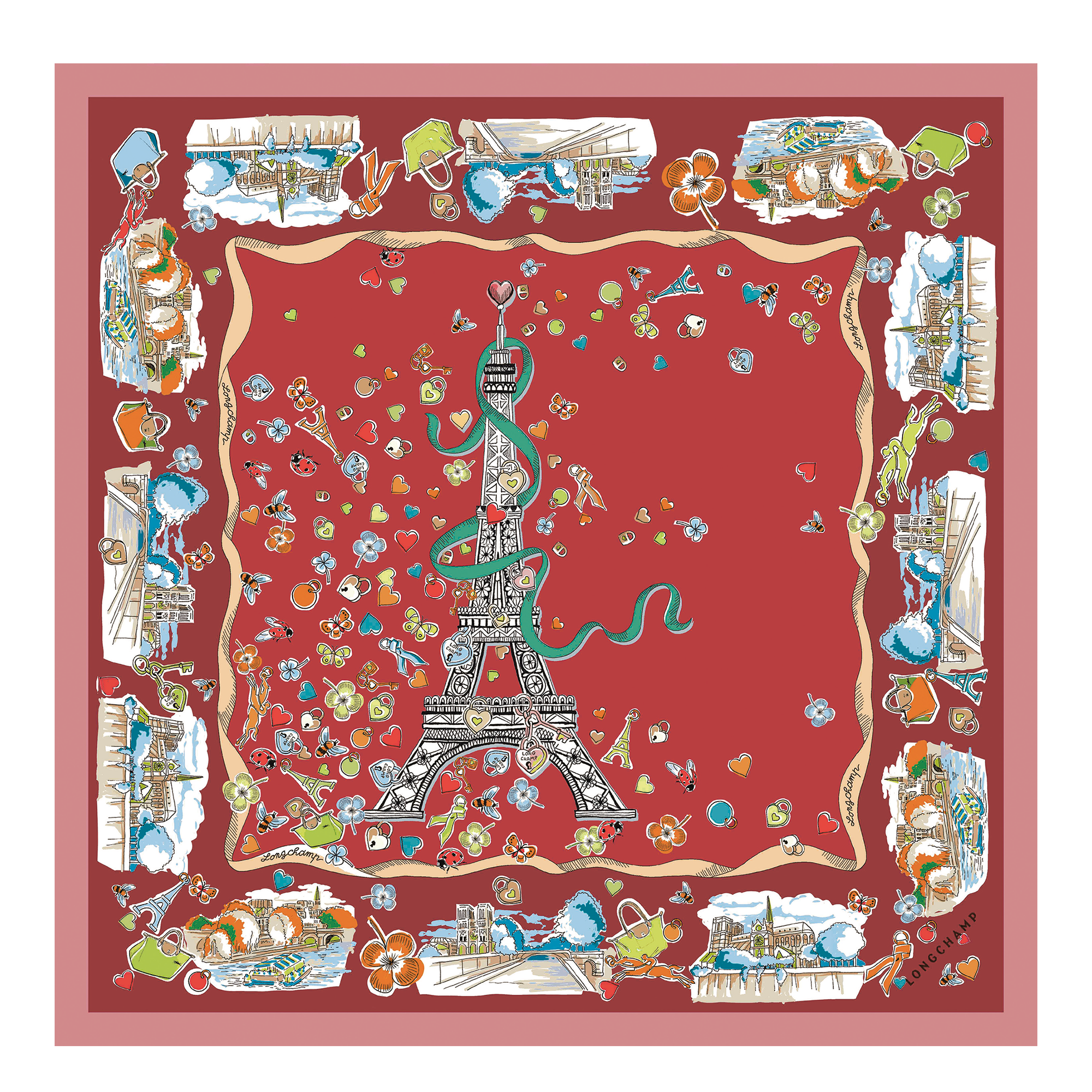 Equestrian Tower Silk scarf 50, Terracotta