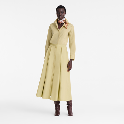 Midi skirt , Pistachio - Cotton poplin