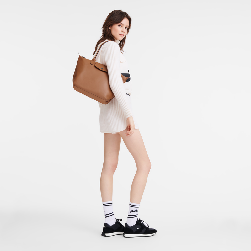 Cognac leather tote handbag sales