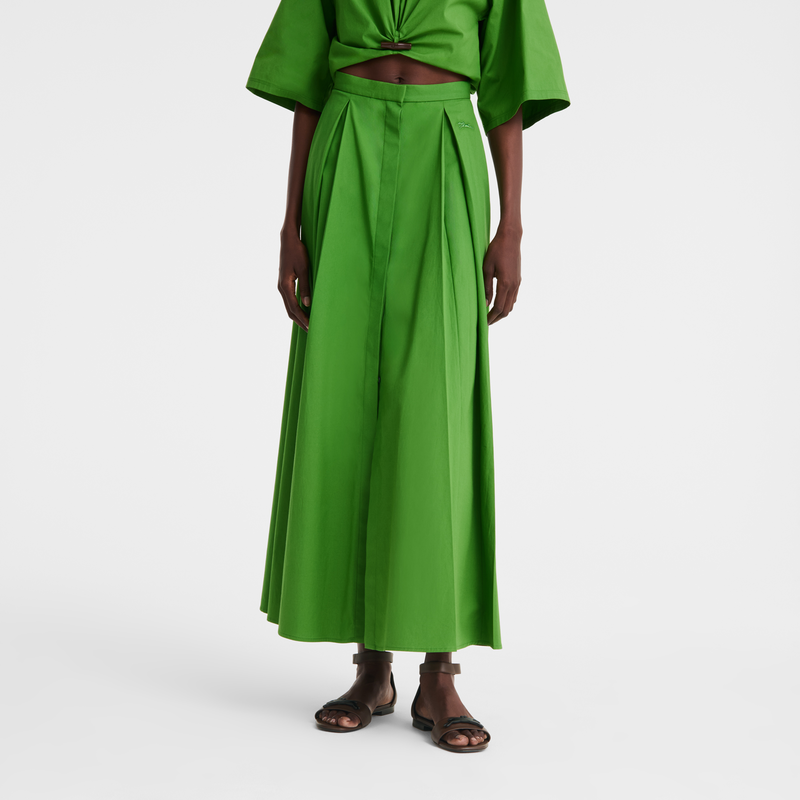 Midi skirt , Matcha - Cotton poplin  - View 3 of  5