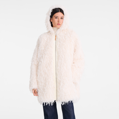 Coat , Ivory - Faux fur