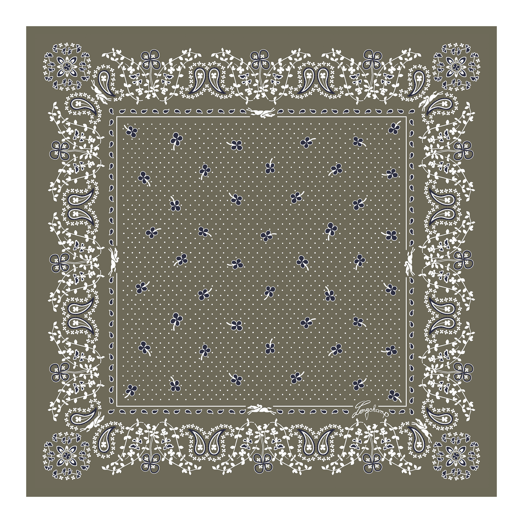 French Bandana Silk scarf 50, Artichoke