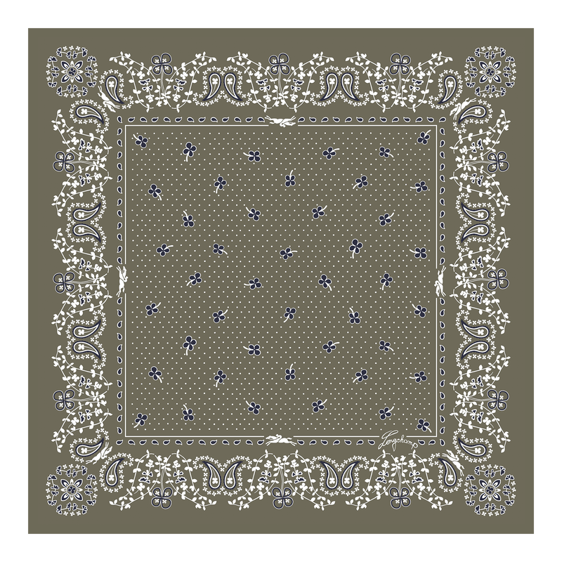 French Bandana Silk scarf 50 , Artichoke - Silk  - View 1 of  2