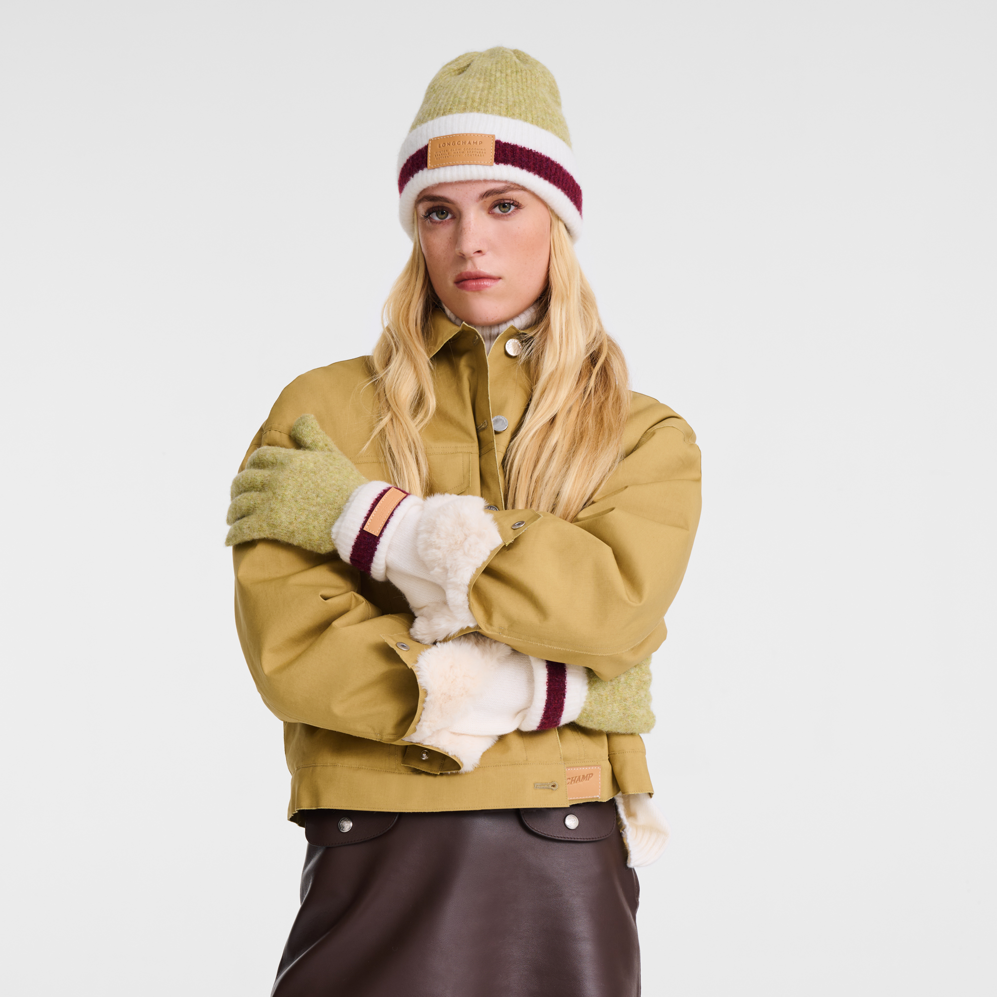 null Beanie, Pistachio/Burgundy