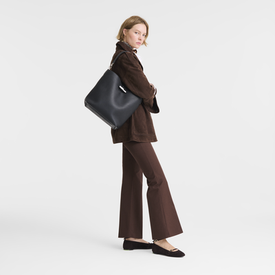 Le Roseau M Hobo bag , Black - Leather
