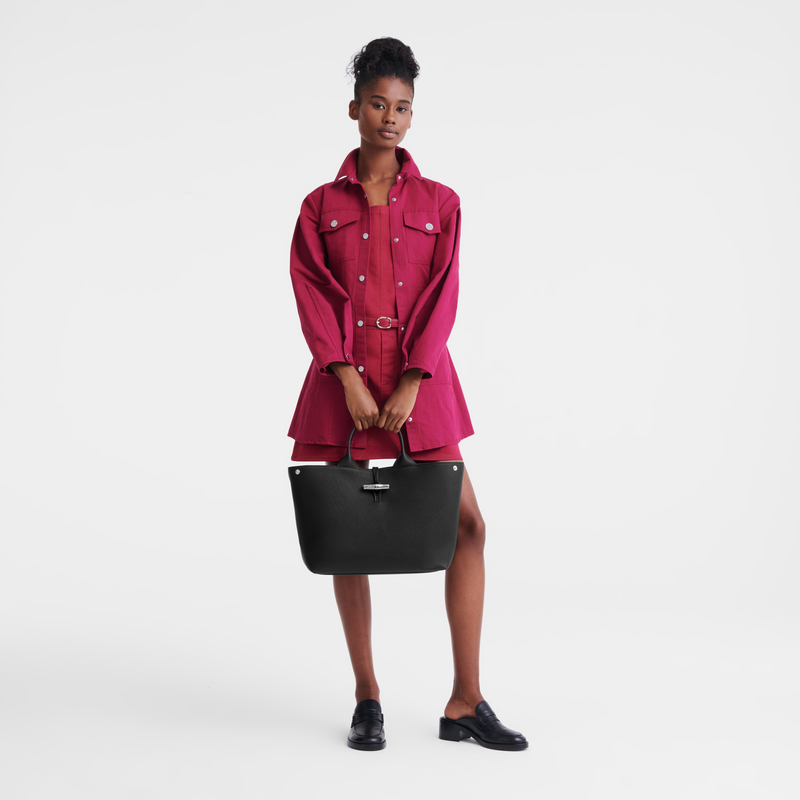 Le Roseau L Handbag , Black - Leather  - View 2 of  6