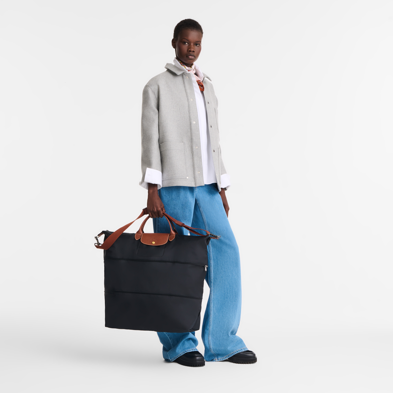 Le Pliage Original Travel bag expandable , Black - Recycled canvas  - View 2 of  7