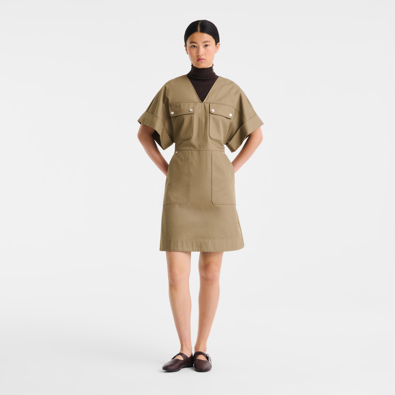 Short dress , Lichen - Double-face gabardine  - View 2 of  5