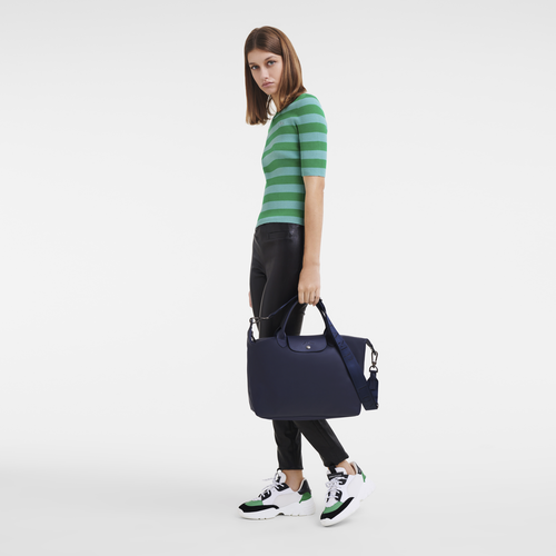 Longchamp navy shop leather bag