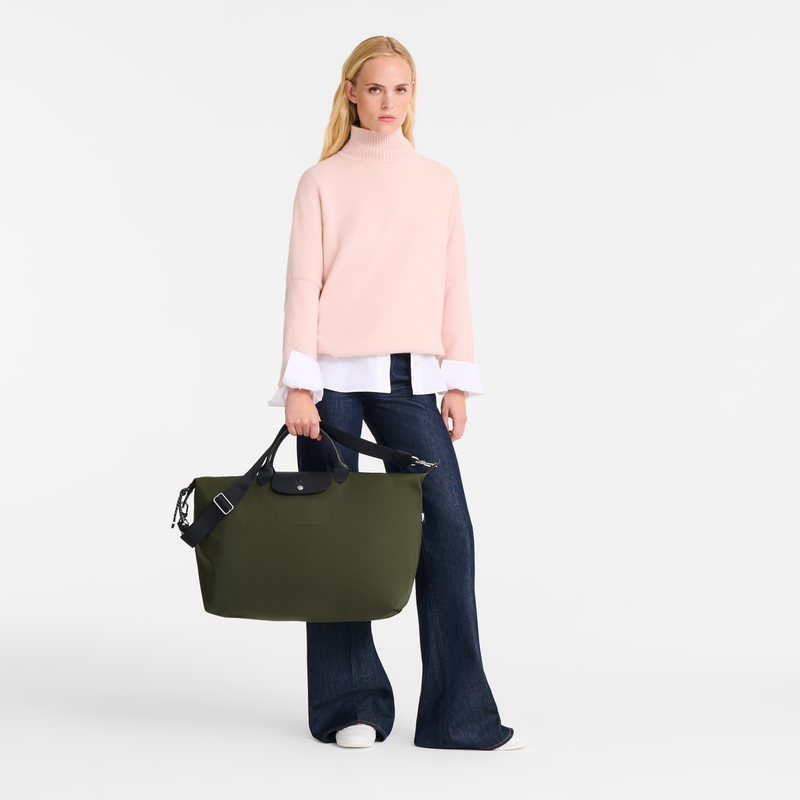 Le Pliage Energy L Travel bag , Khaki - Recycled canvas  - View 2 of  6 Le Pliage Energy L Travel bag , Khaki - Recycled canvas  - View 2 of  6