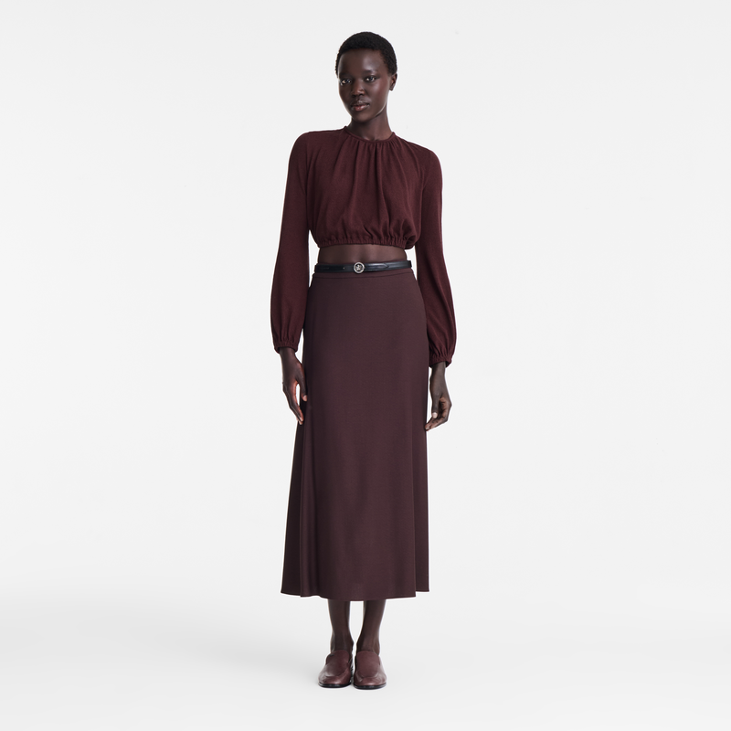 Top , Burgundy - Crepe jersey  - View 2 of  4
