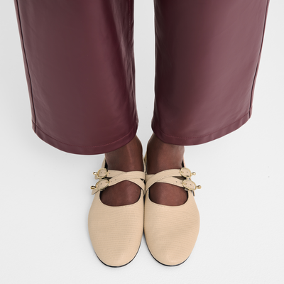 Le Foulonn&eacute; Ballerinas , Cream - Leather