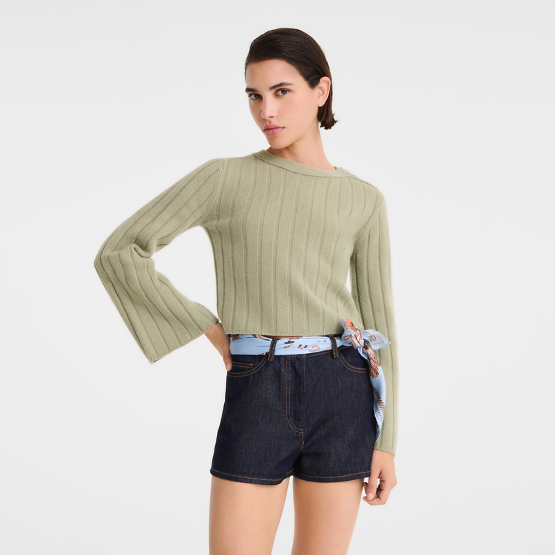 Sweater , Almond Green - Knit  - View 3 of  5