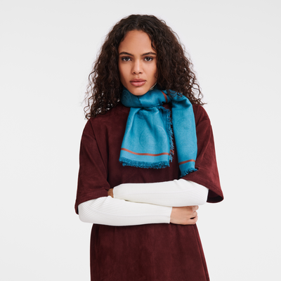 La Médaille Longchamp Shawl , Peacock - Cotton blend