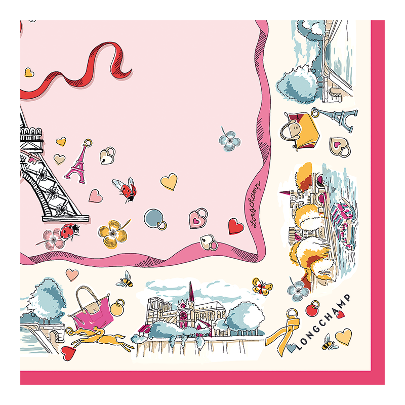 Tour Enchant&eacute;e Silk scarf 50 , Marshmallow - Silk  - View 3 of  3