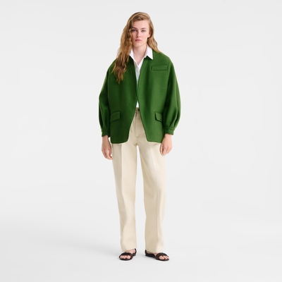 Jacket , Matcha - Wool broadcloth