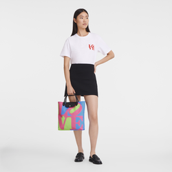 Longchamp x Robert Indiana L Handbag , Pink - Canvas