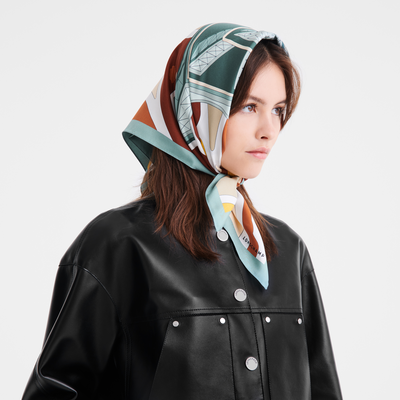 Equestrian Tower Silk scarf 70 , Vervain - Silk