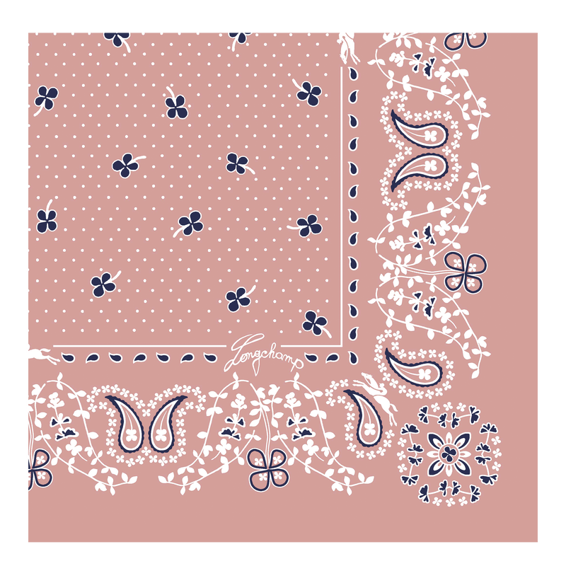 French Bandana Silk scarf 50 , Pink Tea - Silk  - View 3 of  3