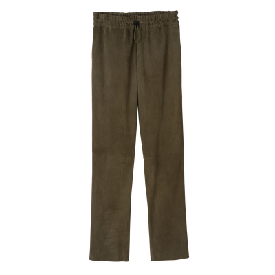 null Leather straight pants, Khaki