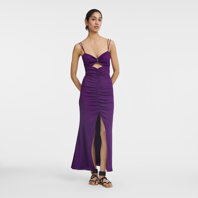 Midi dress , Violet - Fluid crepe