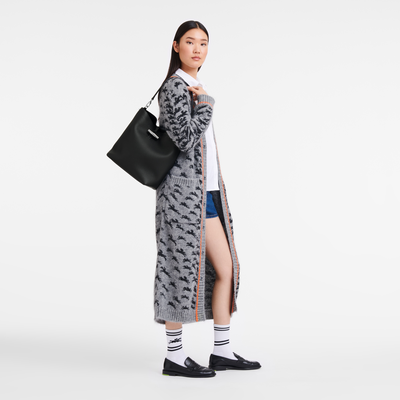 Le Roseau M Shoulder bag , Black - Leather
