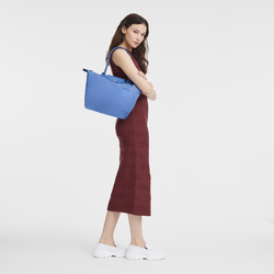 Le Pliage Green M Tote bag , Cornflower - Recycled canvas