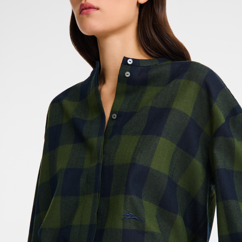 Shirt , Navy/Fir - Jacquard wool  - View 4 of  4