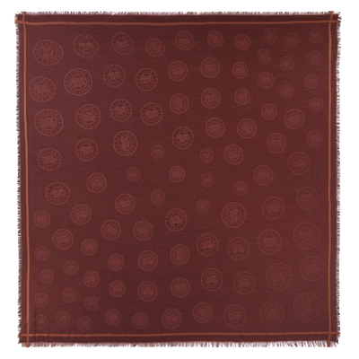 La Médaille Longchamp Shawl , Burgundy - Cotton blend