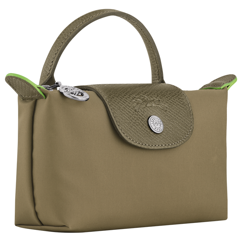 Le Pliage Green Pouch with handle , Artichoke - Recycled canvas  - View 3 of  6