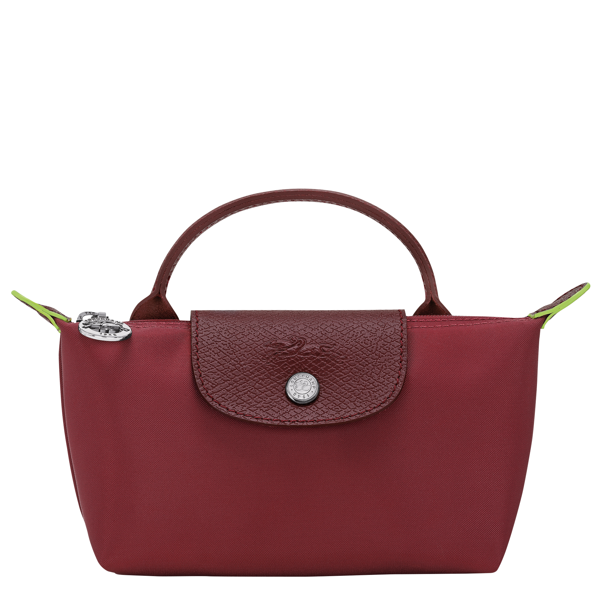 Le Pliage Green Pouch with handle, Pomegranate