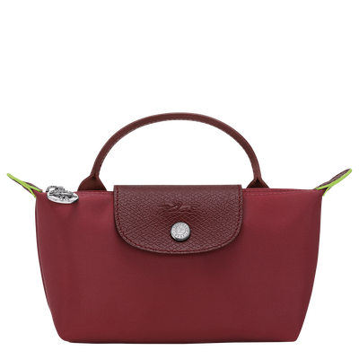 Le Pliage Green Pouch with handle , Pomegranate - Recycled canvas