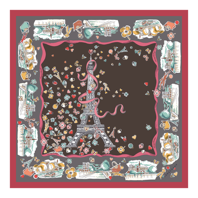 Equestrian Tower Silk scarf 50 , Mocha - Silk