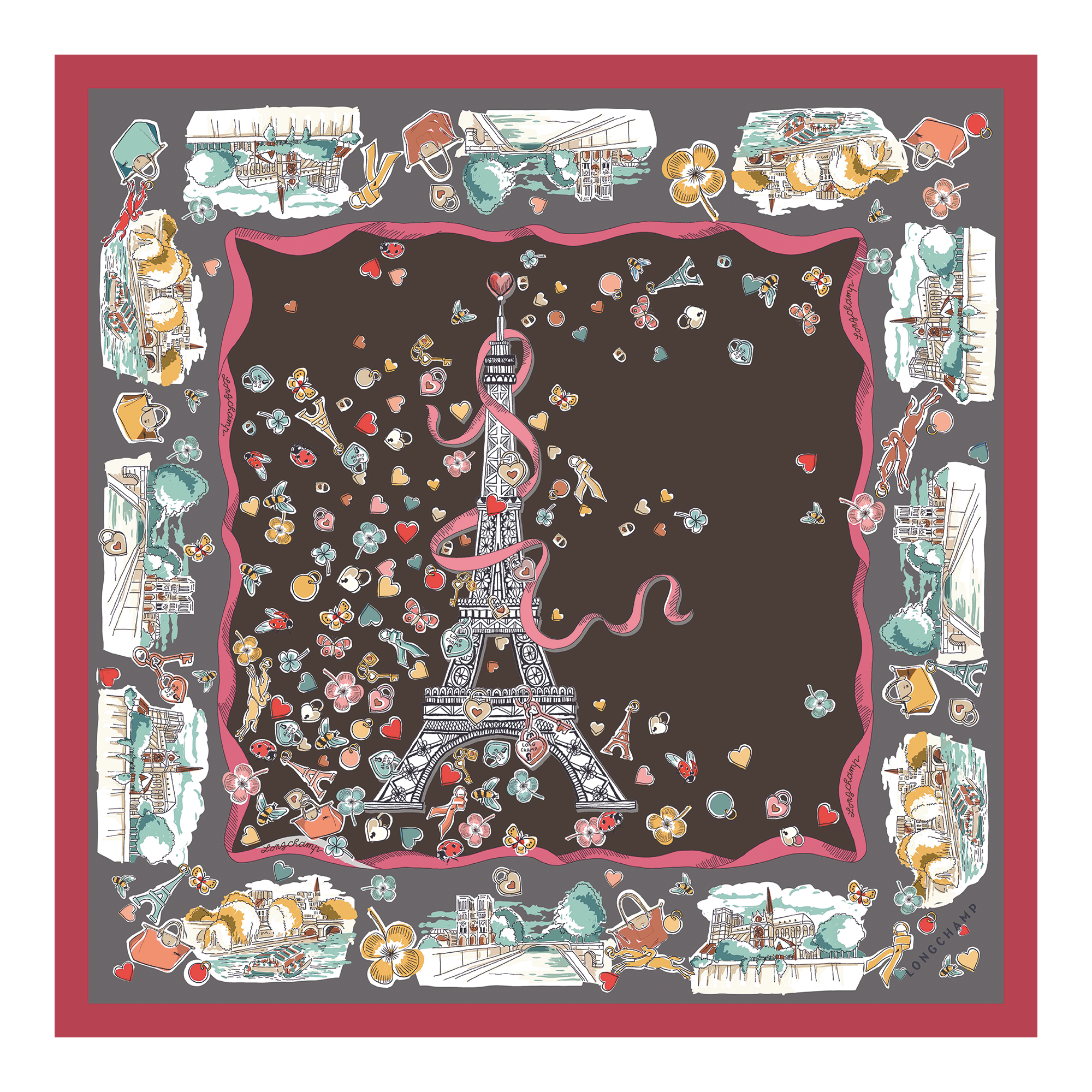 Silk scarf 50, Mocha - View 1 of
2 - zoom in Equestrian Tower Silk scarf 50, Mocha