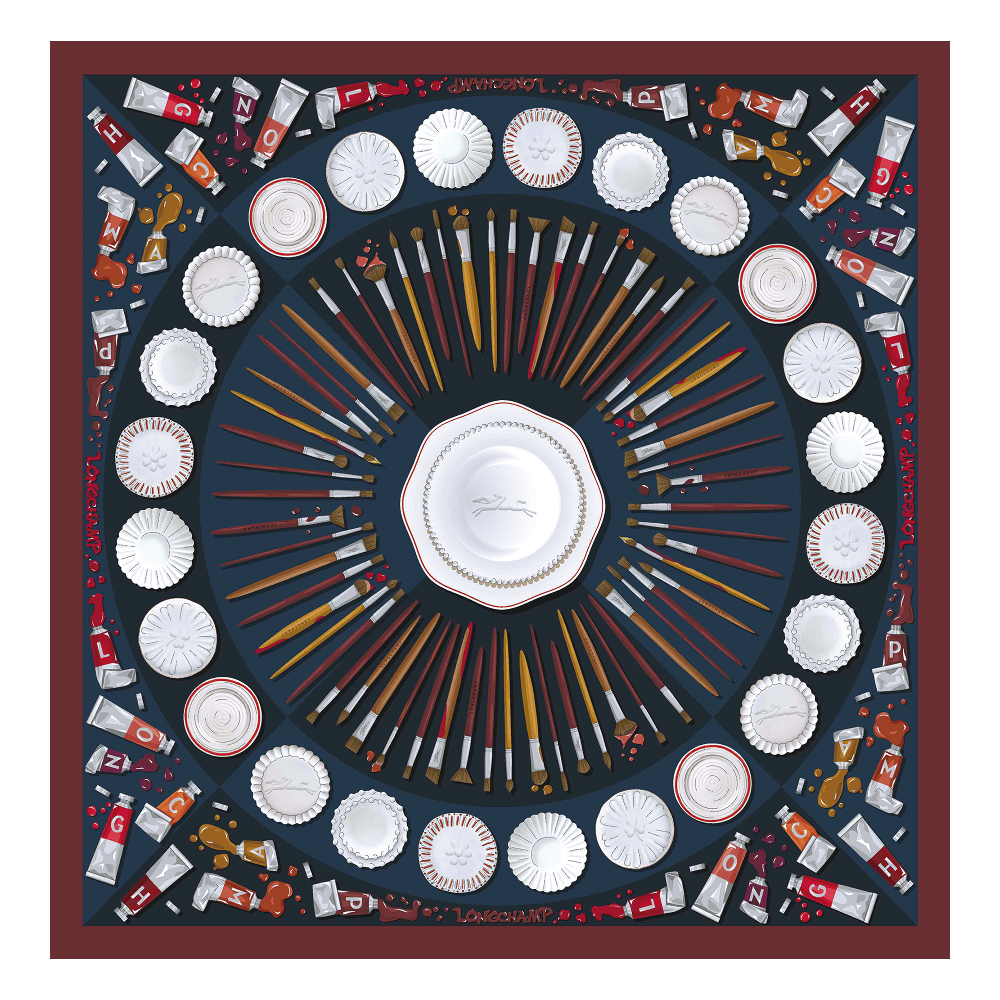 Silk scarf 70, Pomegranate - View 1 of
2 - zoom in Palette d'Artiste Silk scarf 70, Pomegranate