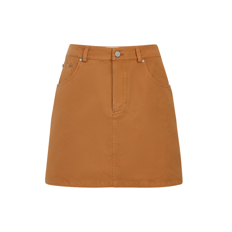 Skirt , Caramel - Overdyed cotton  - View 1 of  3