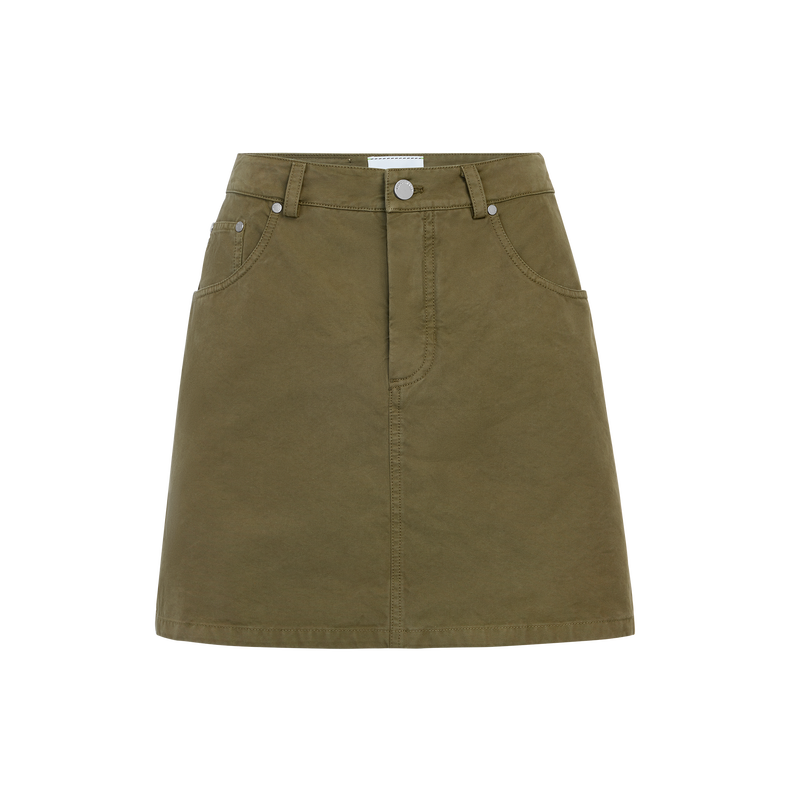 Skirt , Olive - Overdyed cotton  - View 1 of  3