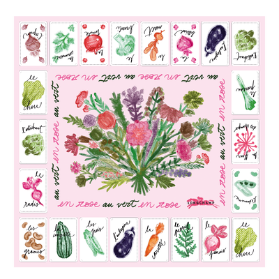 Pink and Green Silk scarf 50 , Ballerina - Silk