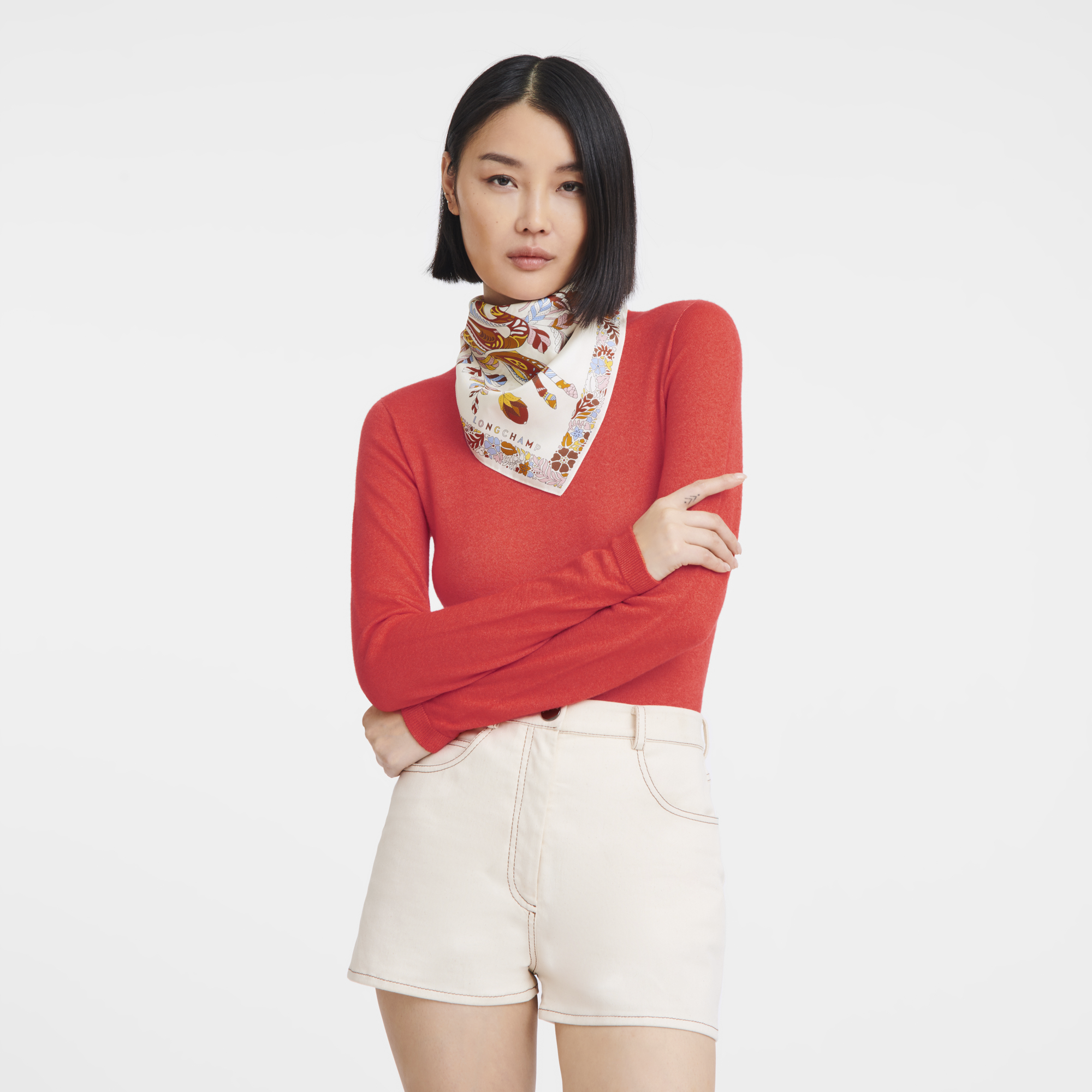 Silk scarf 50, Apricot - View 2 of 
        2 - zoom in Forêt Longchamp Silk scarf 50, Apricot