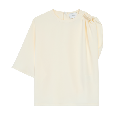 Top , Ecru - Fluid crepe