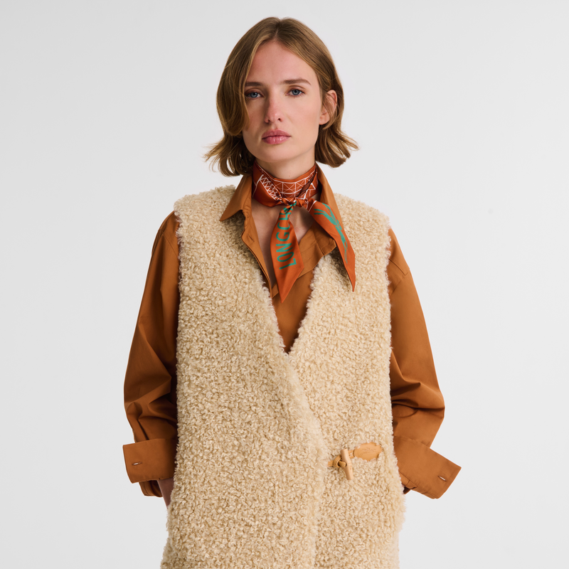 Long cardigan , Ecru - Faux fur  - View 4 of  4