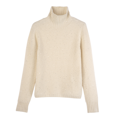 High neck sweater , Ivory - Knit