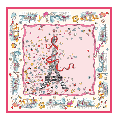 Equestrian Tower Silk scarf 50 , Marshmallow - Silk