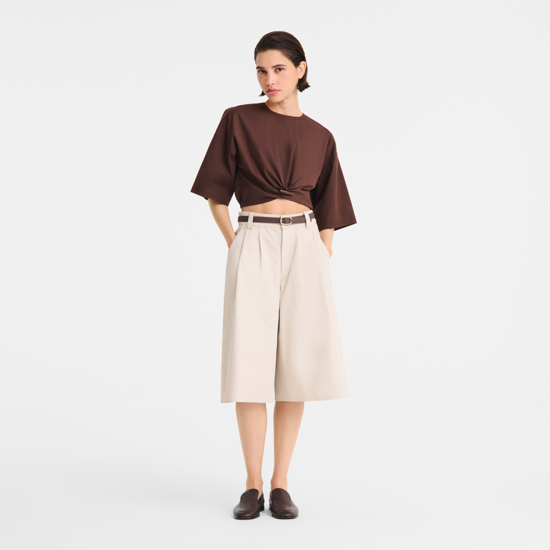 Shorts , Ivory - Double-face gabardine  - View 2 of  5