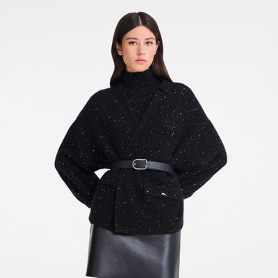 Ladies' belt , Black - Leather