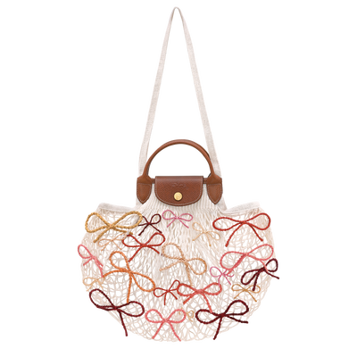 Le Pliage Collection L Mesh bag , Ecru - Canvas