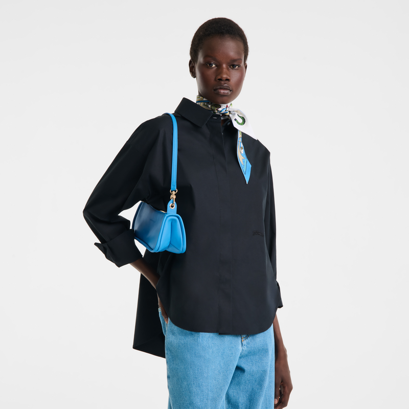 Looong M Shoulder bag , Azure - Leather  - View 7 of  7