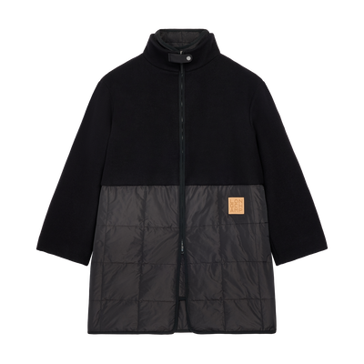 Coat , Black/Black - Wool cloth and quilting